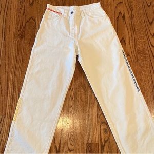 NWT MADHAPPY WHITE JEANS W/ RAINBOW STITCHING